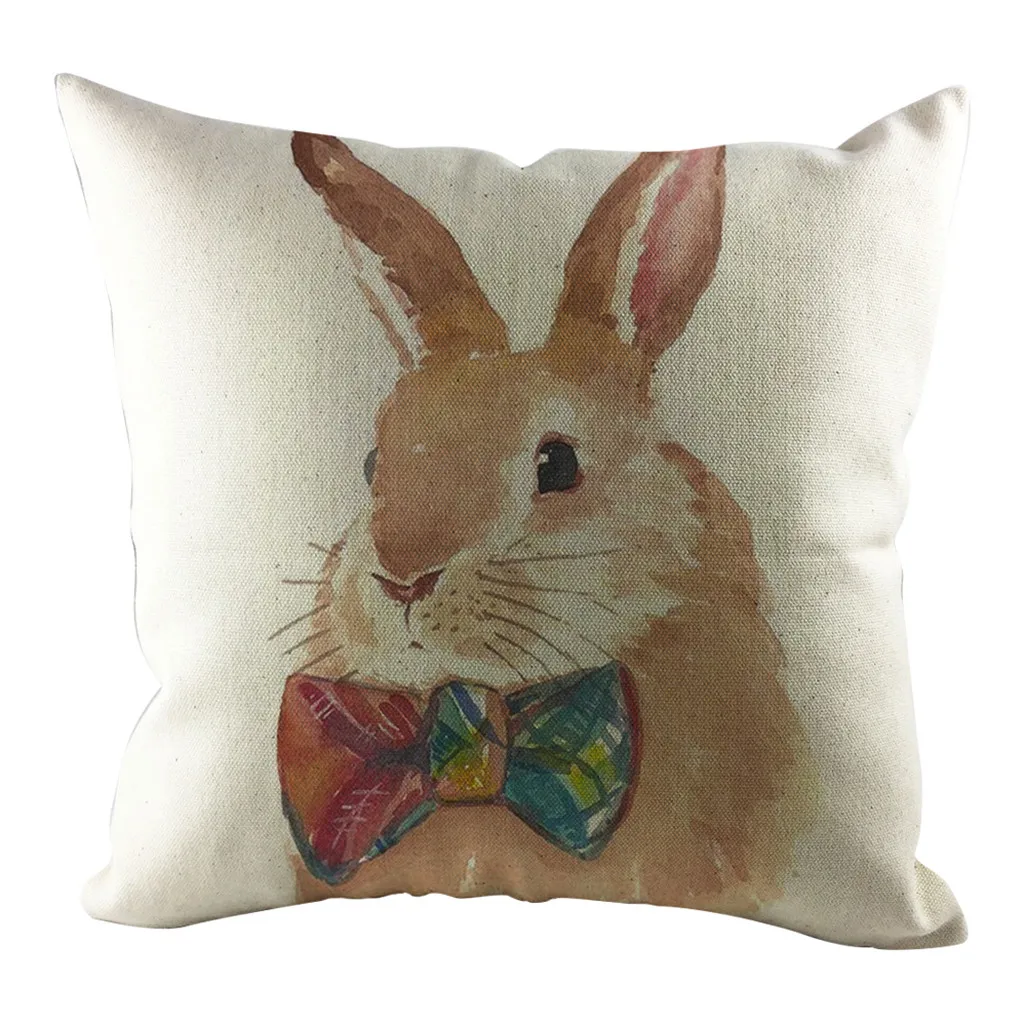 Счастливой Пасхи диван-кровать украшения Чехлы кролик яйцо Хлопок Лен с рисунком Праздничная Подушка наволочка 45*45 см
