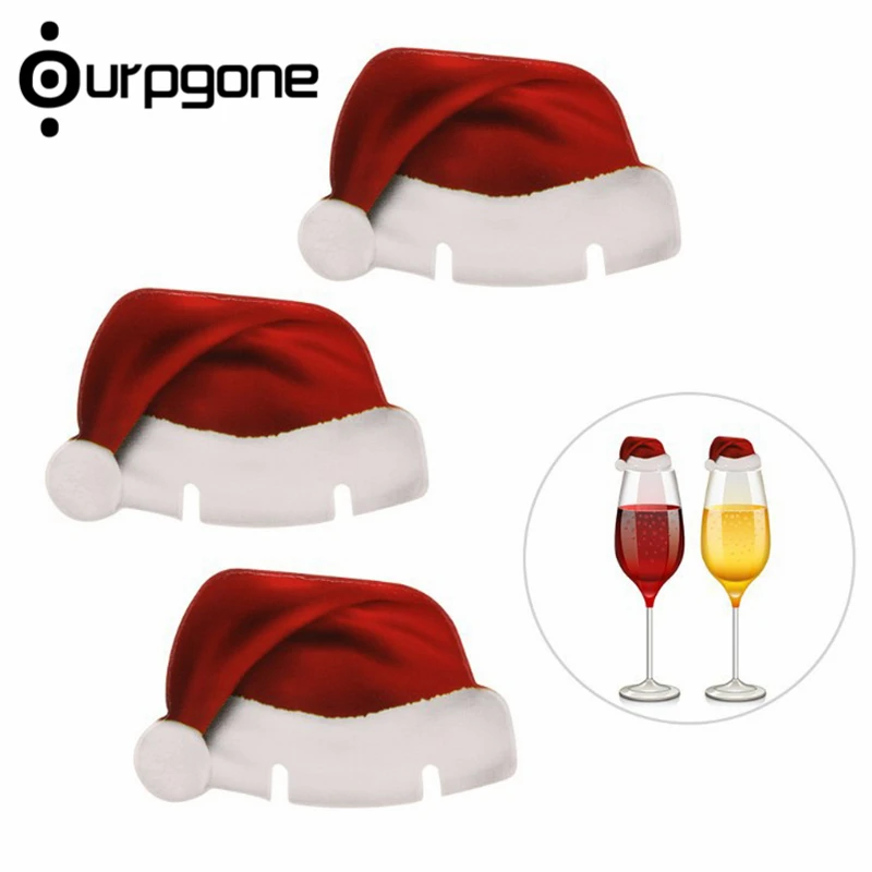 Ourpgone бренд Открытый Инструменты 10 * Рассадочные карточки Рождество шляпу Санта вина Стекло украшения Бесплатная доставка