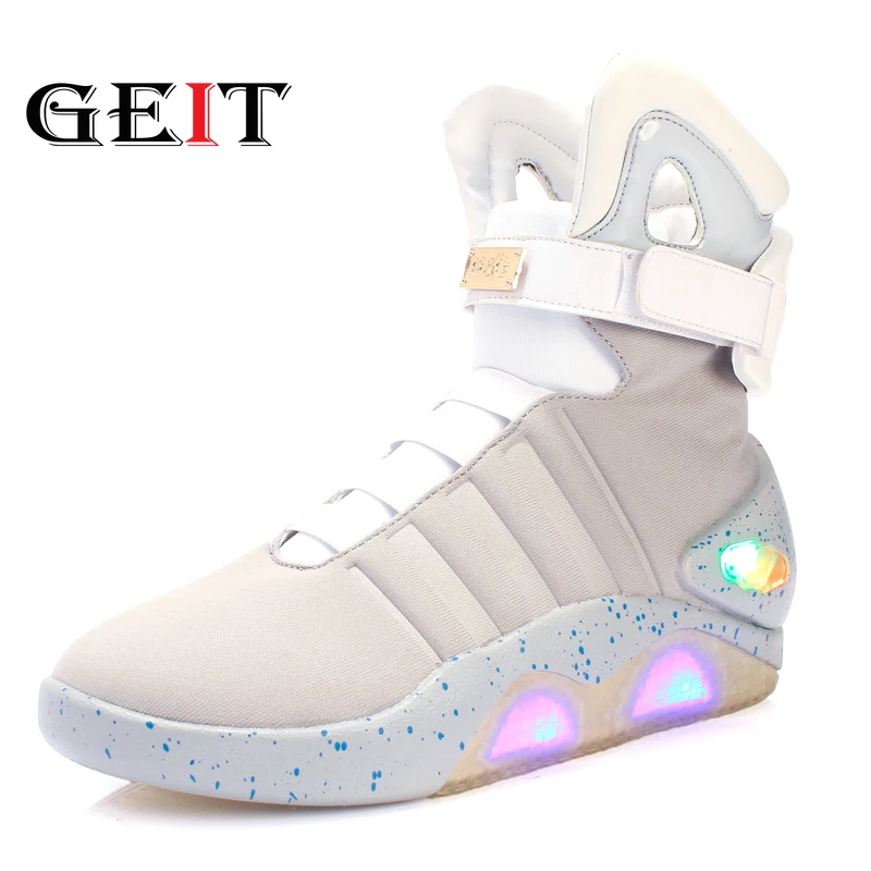 

Adults USB Charging Led Luminous Shoes For Men's Fashion Light Up Casual Men back to the Future Glowing Sneakers Free shipping