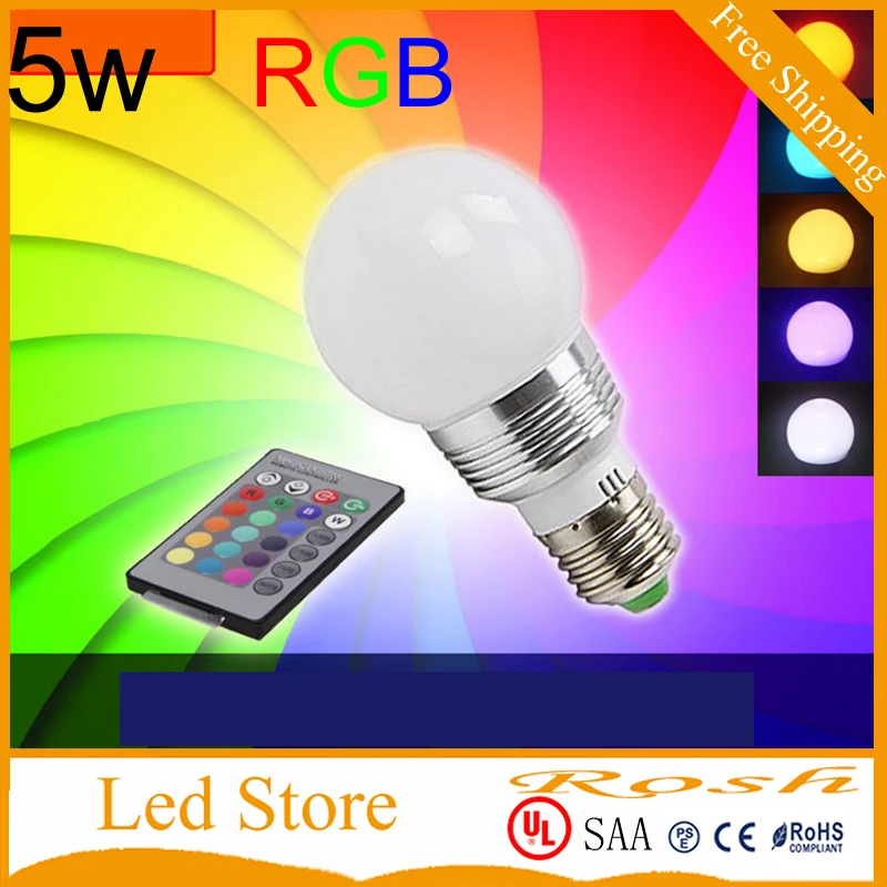 wholesale E27 GU10 LED RGB Bulb lamp AC90V 260V 5W LED RGB Spotlight