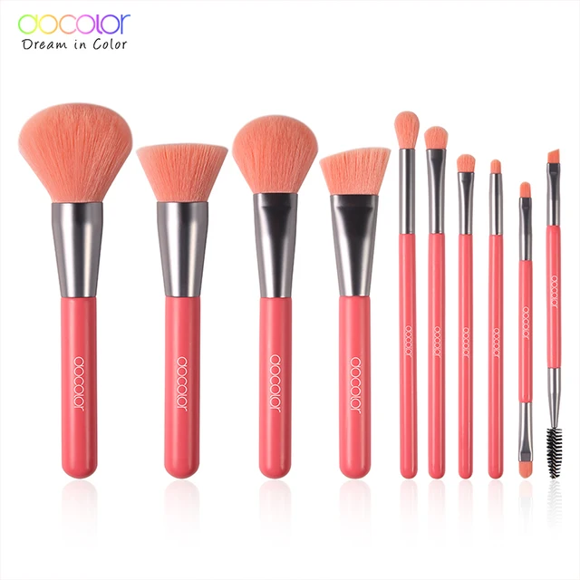 Docolor Professional 10Pcs Makeup Brushes Hair Synthetic Cosmetics Neon Brush Powder Foundation Eyeshadow Make Up Brushes Set 3