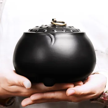 

China Traditional Style Ceramic Tea Storage Box Tea Jars Dark Color Candy Jars Storage Container Kitchen Mini Spices Storage Box