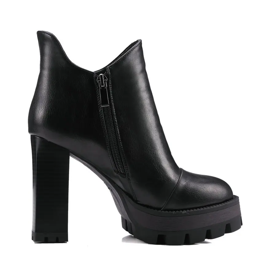 ESVEVA/ г. Женские модные ботинки обувь в стиле панк из искусственной кожи ботильоны на высоком квадратном каблуке женские мотоциклетные ботинки на платформе с круглым носком размер 34-42