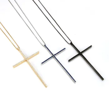 

12pcs Hot cross religious pendant, zircon, copper, micro plated, Christian Catholic Necklace