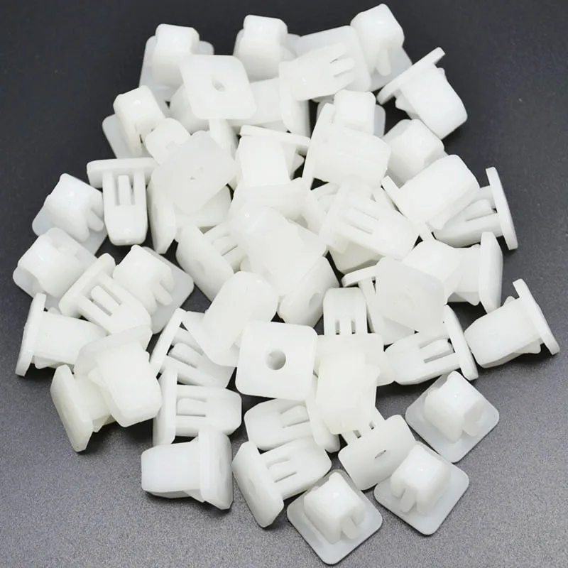 50Pcs White Square Auto Fasteners Auto Bumper Fastener Rivet Retainer Clips Push Engine Cover Fender Car Door Trim Panel Clip