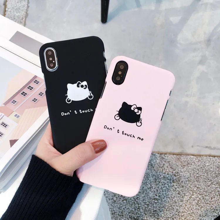 

Fashion Cute Hello Kitty Case Cover For iPhone 7 8 Plus 6 6s Plus Capa PC Hard Phone Bag Cases For iPhone X Coque Fundas