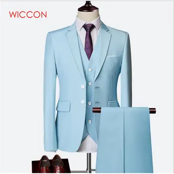 

Men Suit Fashion Pure Color Slim Suit Men Business Casual Suit Grooms 3 Piece Suit Blazers (coat+pants+vest) Large Size S-6XL