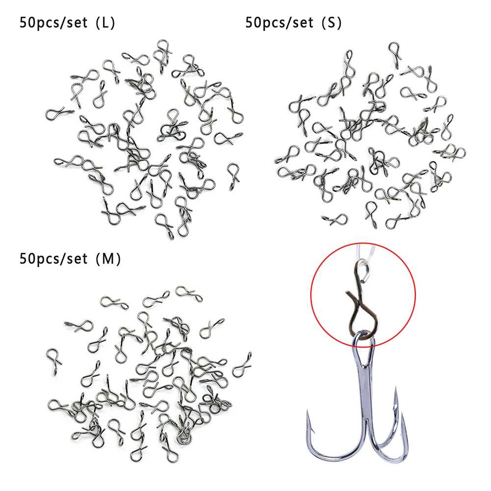 50 шт. черный соединитель быстрая замена для крючков и приманки муха рыболовные оснастки набор крючков из углеродистой стали Fly Snap Крюк Размер L/M/S