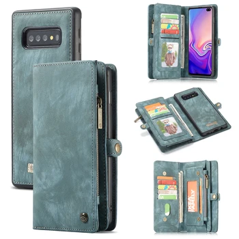 

Multifunction 2 in 1 Split Wallet Bag Leather Case for Samsung Galaxy S10 Flip Zipper Phone Back Cover for Samsung S10 Plus