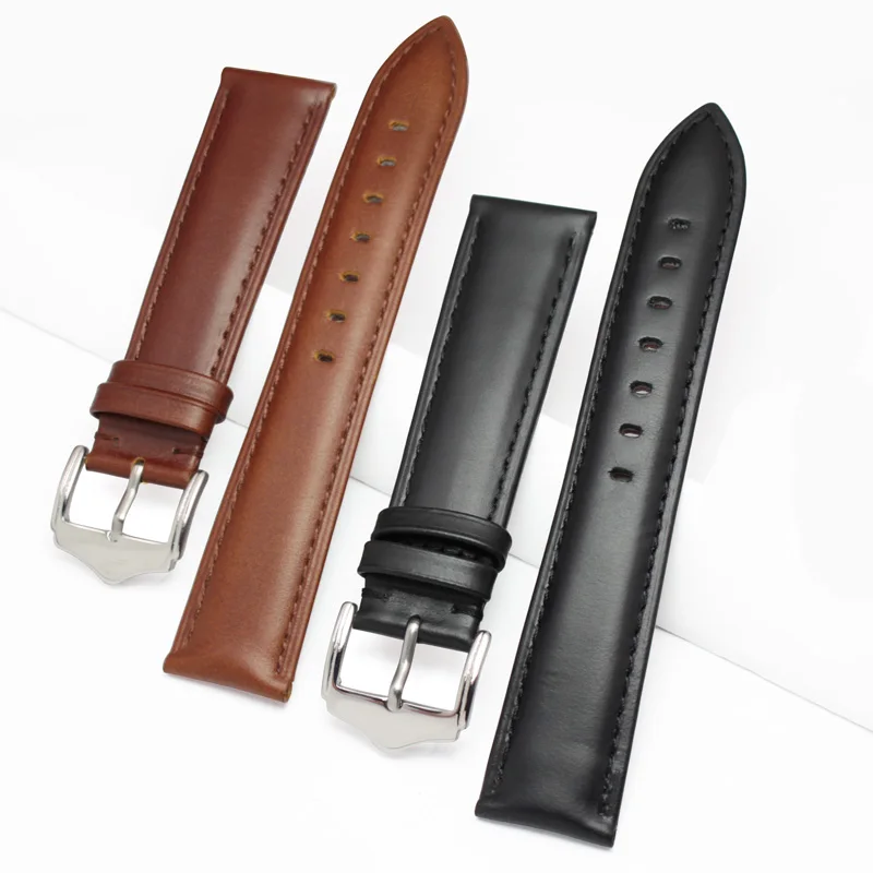 New Watchbands Black Brown Genuine Leather Watch Band Strap 18mm 19mm