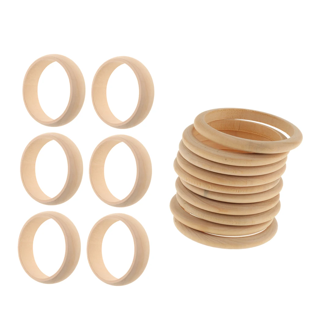 16 Pieces Unfinished Natural Wooden Wood Blank Bangle Bracelet DIY, 8mm, 22mm Wide