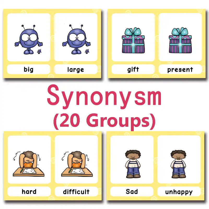 120 Groups Opposites Synonyms English Flashcards Word Card Games for
