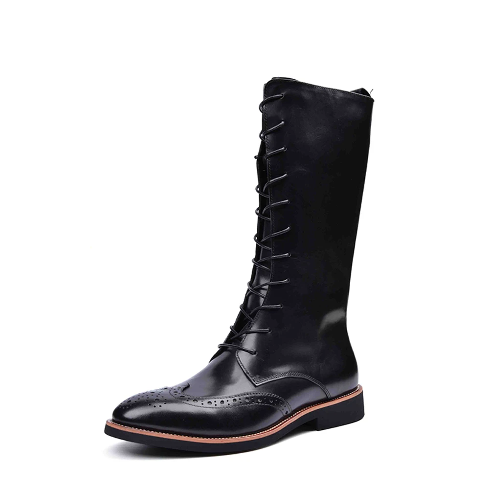 2017 Latest Men's Mid calf Boots Genuine Leather Zipper Opening Round