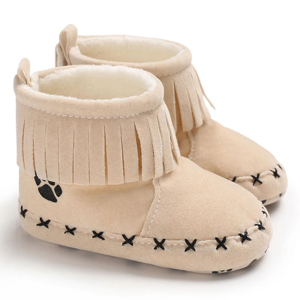 Новорожденных девочек с мягкой подошвой кожаные кроватки обувь анти-кроссовки Prewalker 0-12 м