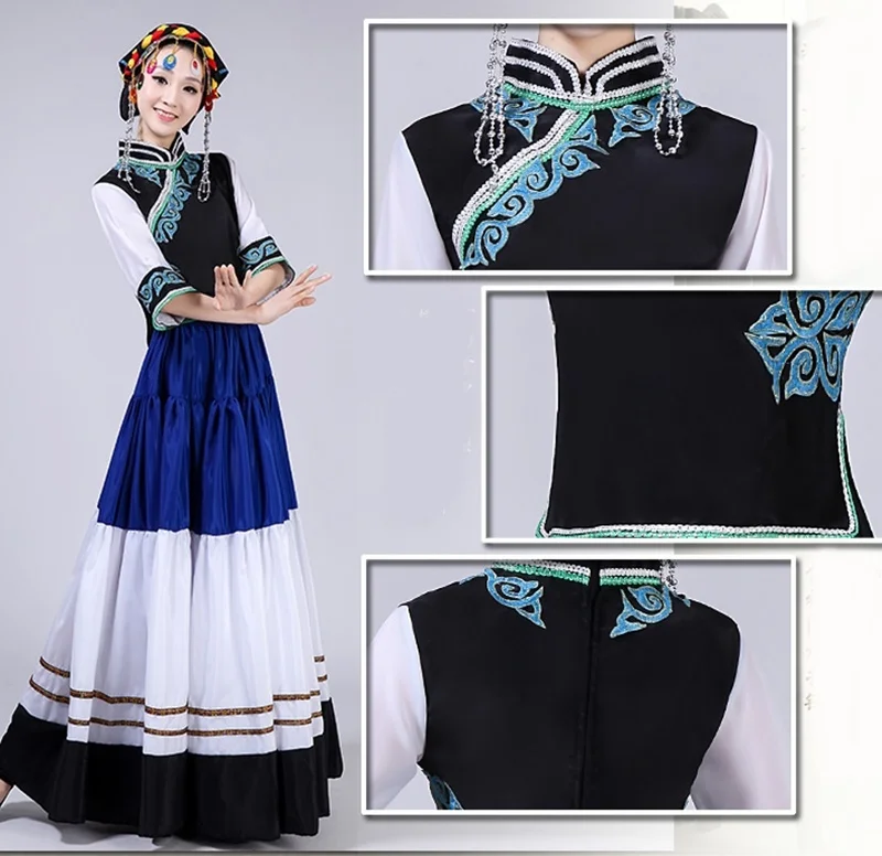 Hmong clothes design women Chinese traditional folk dance costumes modern hmong clothes thnic stage dance wear AA4596