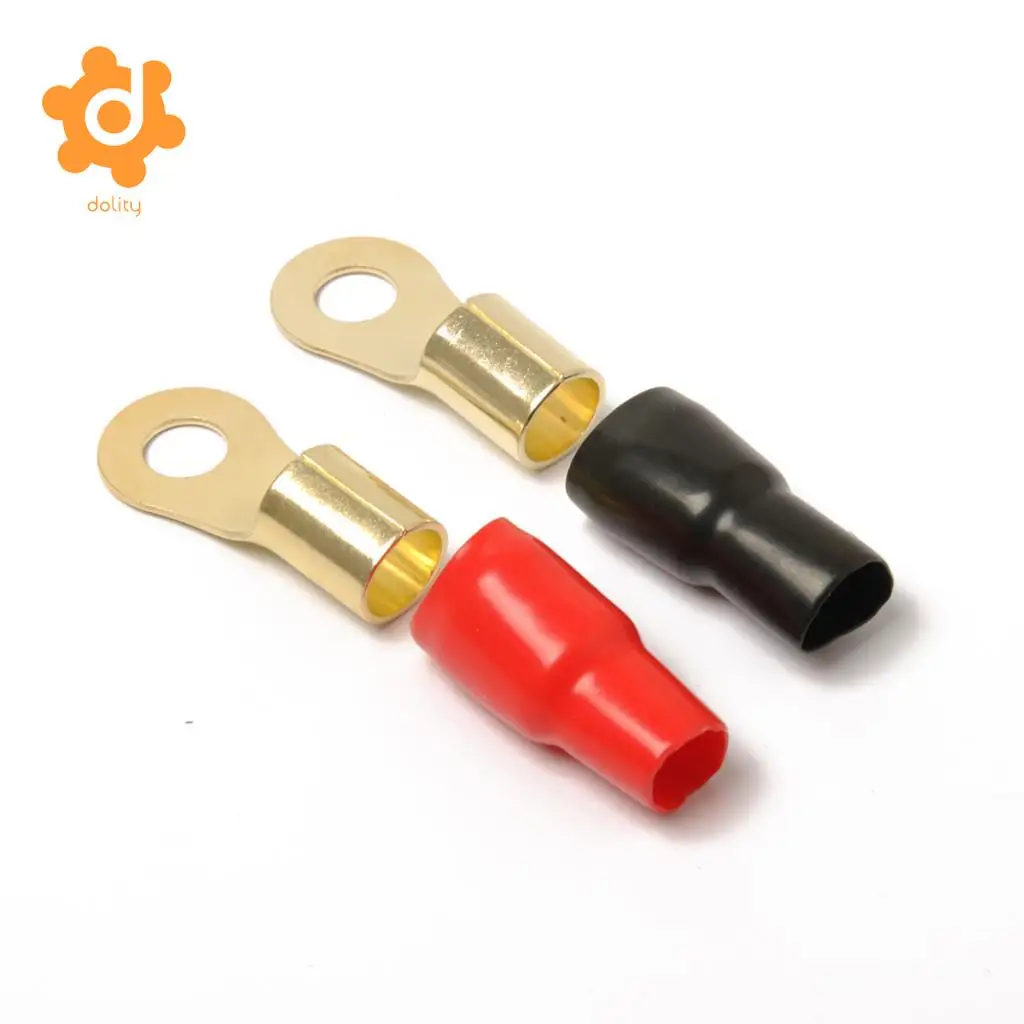 dolity 2 Pairs 1/0 AWG Car Audio Power Ground Wire Ring Terminal Connector Brass