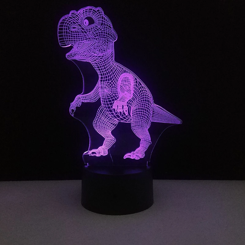3D иллюзия динозавра Рождество 7 цветов сенсорный пульт дистанционного управления животное визуальные огни светится в темноте игрушки для нового года мальчик подарки