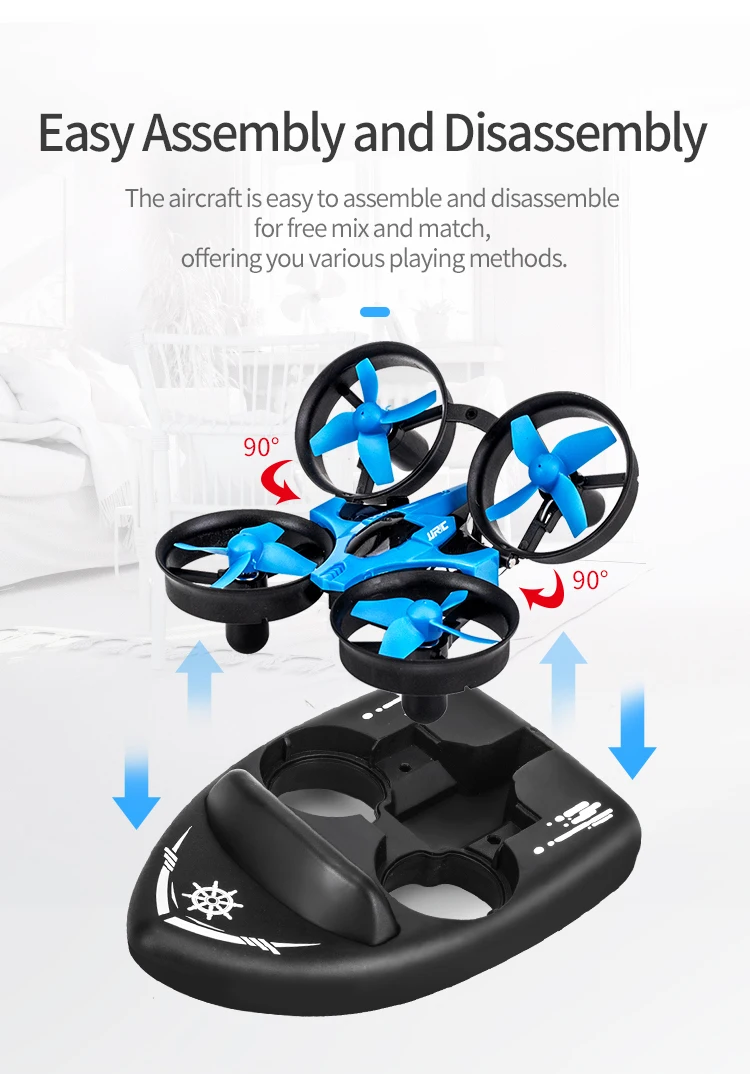 JJRC H36F 3in1 Mini Drone RC Drone Quadcopter/Vehicle/Hovercraft Boat Kids Toys For Sea Land and Air Dron VS JJRC H36 E010