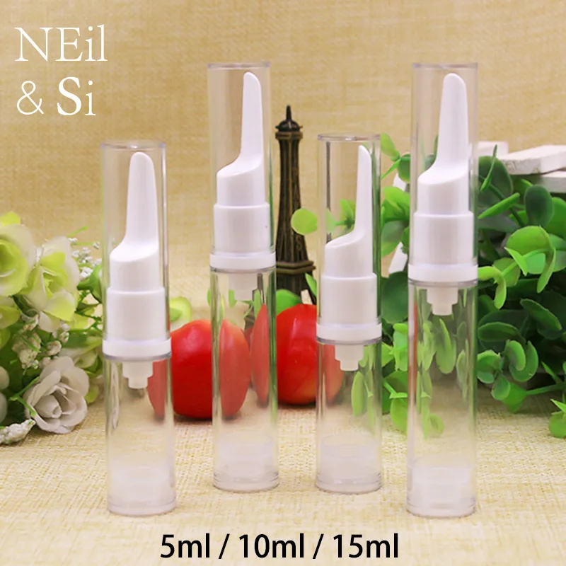 Free Shipping 5ml 10ml 15ml Plastic Airless Cosmetic Pump Bottle White Essence Eye Cream Press Bottles long mouth white | Красота и