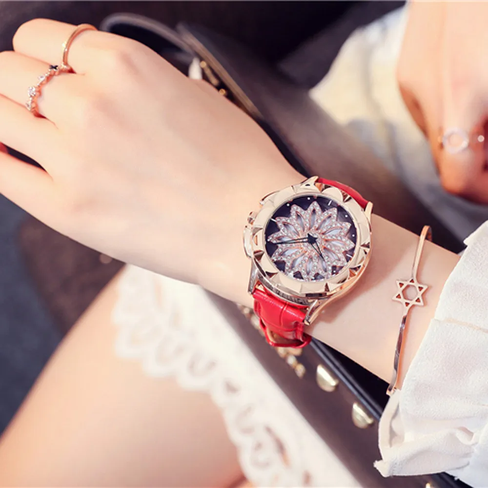 

2018 Luxury Diamond Ladies Watch Elegant Women's Casual Quartz Leather Band Watch Analog Wrist Watch relogio feminino gift
