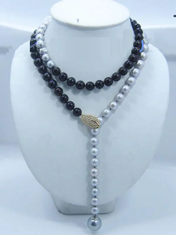 

Hot selling free shipping******35" Adjustable AAA 10-11MM real south sea Multicolor black gray pearl necklace