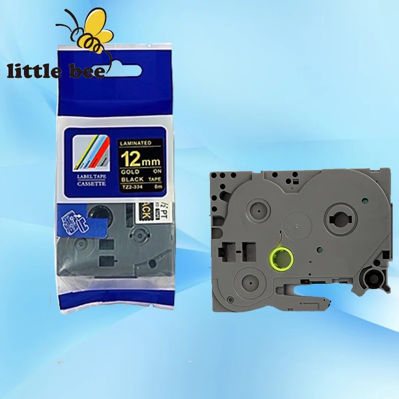 Совместимость с TZ лейблом tze tz Tze334 tz334 334 12 мм * 8 м золотой на черном Tze-334 P-touch