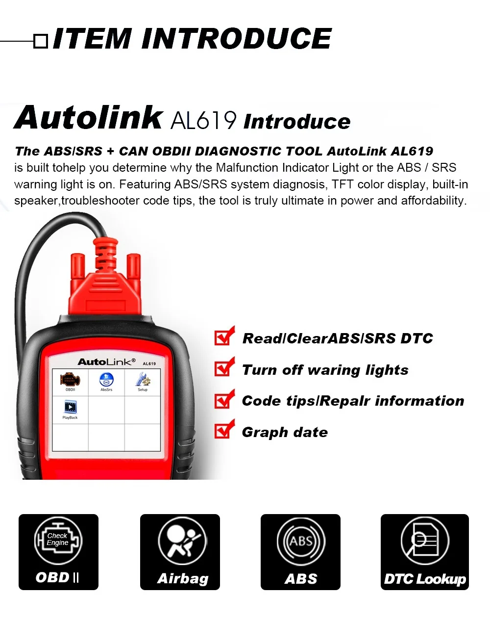 Autel AL619 OBD2 Автомобильный сканер для диагностики инструмент из АБС-пластика/ПП+ может OBD2 сканирующий инструмент считыватель кода obdii сканера автомобильный диагностический инструмент