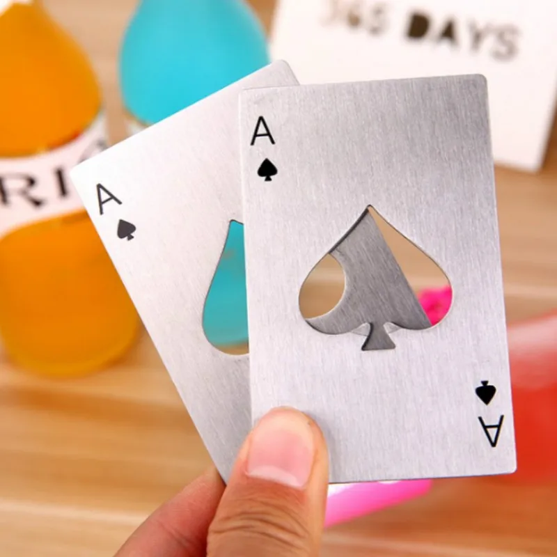 

Black/Silver Poker Card Beer Bottle Opener Personalized Stainless Steel Credit Card Bottle Opener Card of Spades Bar Tool