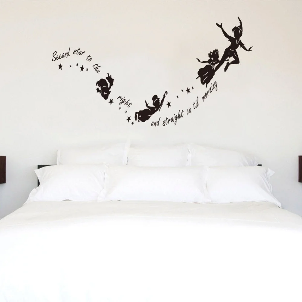 

Peter Pan Second Star To The Right Letter Wall Decal Sticker Kids Rooms Art Tinkerbell Mural Wall Stickers Q