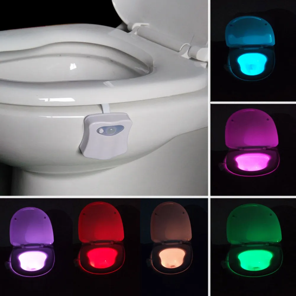 RGB LED Light Waterproof Bathroom Toilet Night Light Human Body Motion Activated Seat Sensor Lamp Emergency