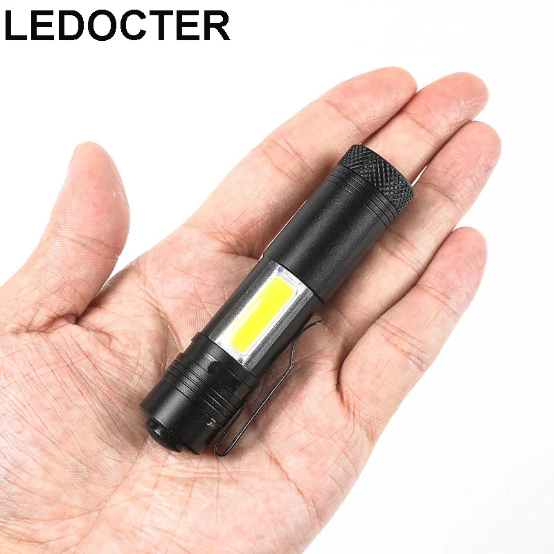 Mini Pen Lights Portable LED Flashlight Torch CREE XPE+COB Flash Light
