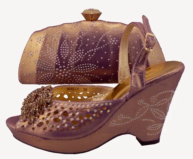 

Italian Shoes With Matching Bags Set High Quality African Shoes And Bags Set For Wedding Fashion Women Wedge Shoes 1308-L3