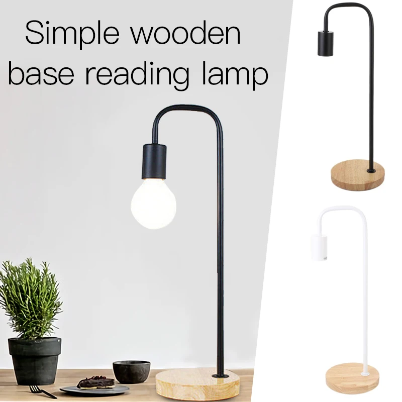 

AC110-240V Simple Wooden Base Table Lamp Desk Lights Study Lighting US Plug Eye Protection New Year Decoration Student Gift