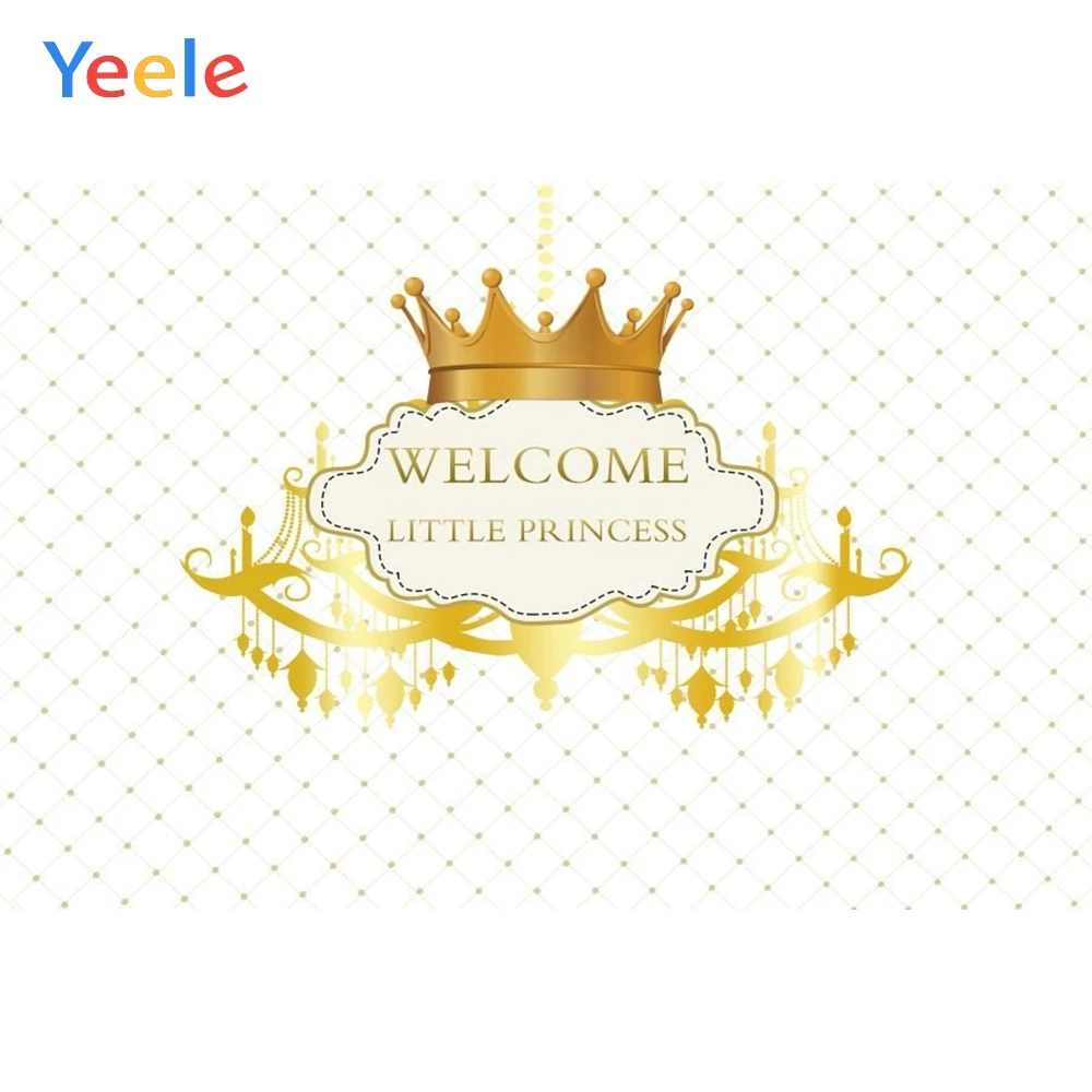 

Yeele Vinyl Golden Crown Children Birthday Party Photograph Backdrop Girl Princess Photocall Background for Photo Studio