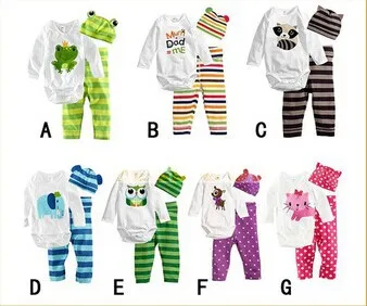 Детские комбинезоны с длинными рукавами; хлопковая одежда для новорожденных с рисунком животных; комбинезон+ шапка+ штаны; комплект одежды из 3 предметов