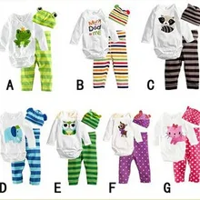 Детские комбинезоны с длинными рукавами; хлопковая одежда для новорожденных с рисунком животных; комбинезон+ шапка+ штаны; комплект одежды из 3 предметов