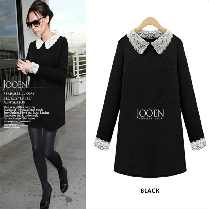 New 2016 plus size XXS 3XL dress autumn and winter lace dress Casual