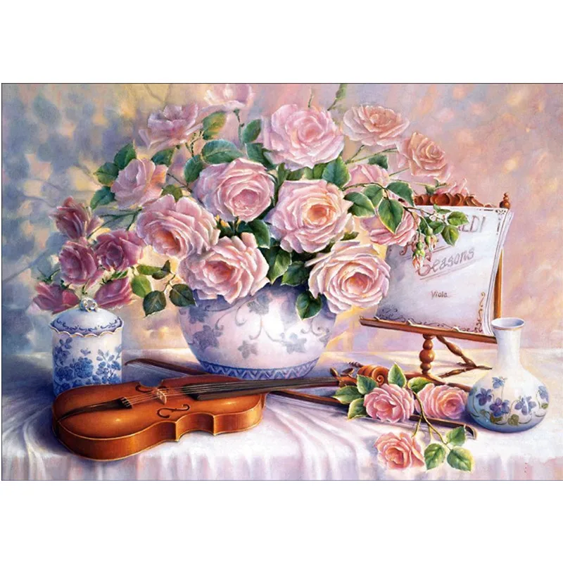 

New 5D DIY round diamond painting pink rose flower embroidery cross stitch mosaic diamond rhinestone home decoration gift