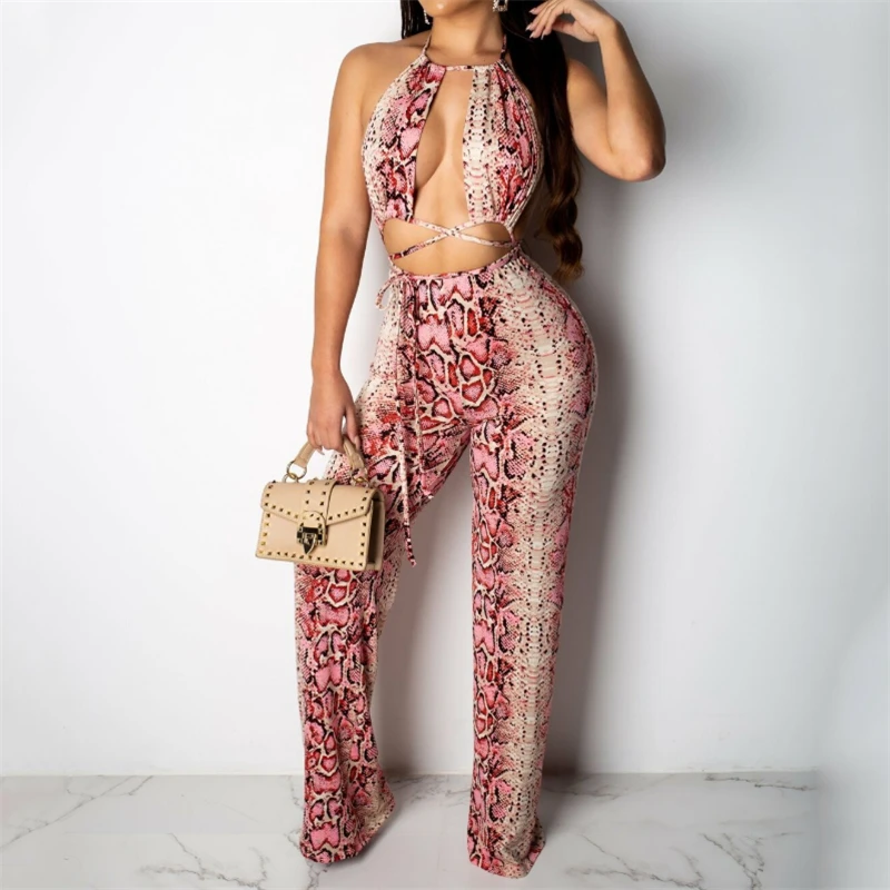 

Women Lady Snake Print Bandage Evening Party Women Casual Skinny Crop Top Shorts Bodycon Two Piece Set Outfits Short Sport Sets