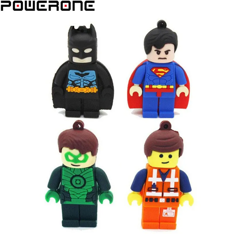 

POWERONE promotion Lego Superhero usb flash drive USB 2.0 64GB memory stick pen drive 4GB 8GB pendrive 16GB 32GB