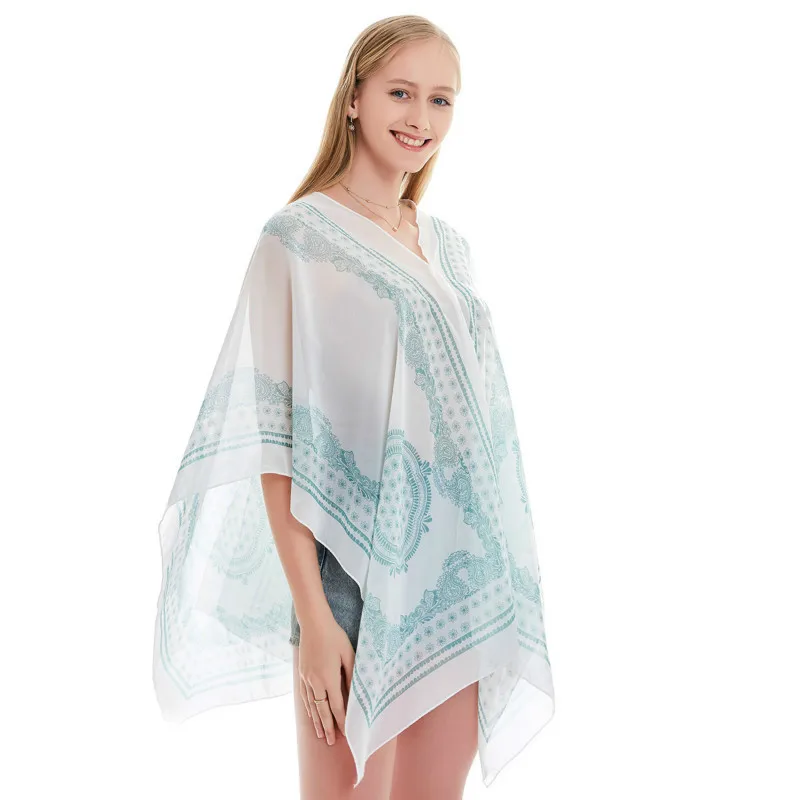 

150cm Length Scarf Multi-purpose Woman Fashion Chiffon Beaded Shawl Female Sunscreen Clothing & Accessories 6 Colors Available