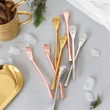 Скандинавские соломинки из нержавеющей стали розовое золото металлический фильтр трубка Vogue серебряная ложка для перемешивания функция молочный напиток трубы