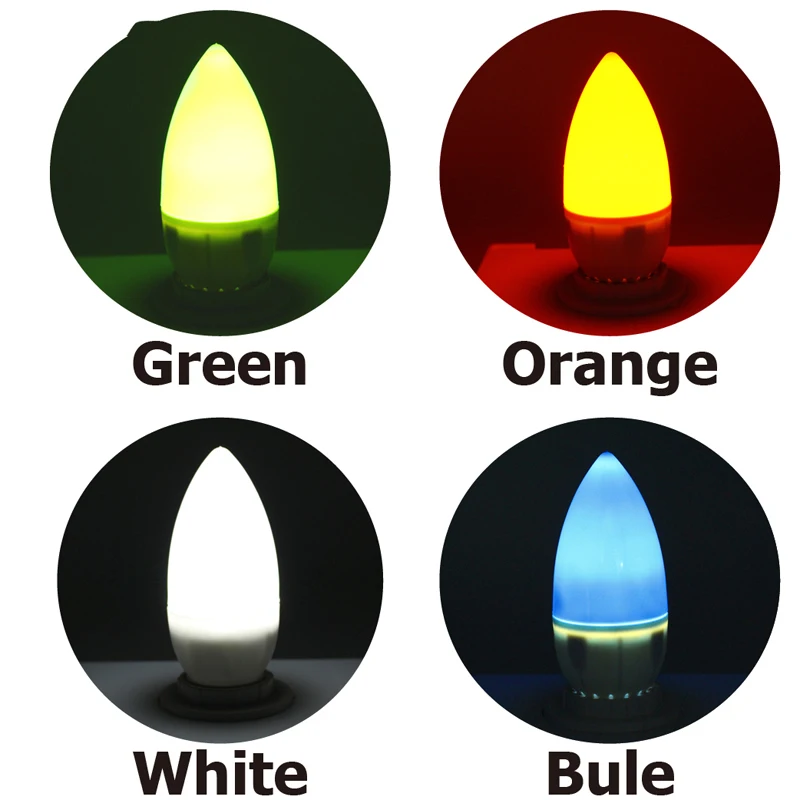 E14 светодио дный изделие наконечник лампы цвет свечи светодио дный лампочка Эдисона пламя огня освещение красный/синий/белый/зеленый свет свечи