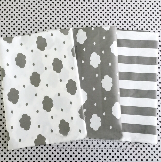 

Home Textile Cotton Fabric Gray Clouds and Stripe Design Tecido Scrapbooking Bedding Twill Sewing Cloth Quitling Patchwork Tilda