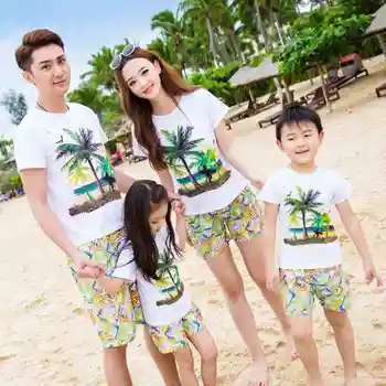 

Family Matching Clothes Couple Clothes seaside T-Shirt + Dad Son Shorts Print pants Family Clothing Sets Family Look