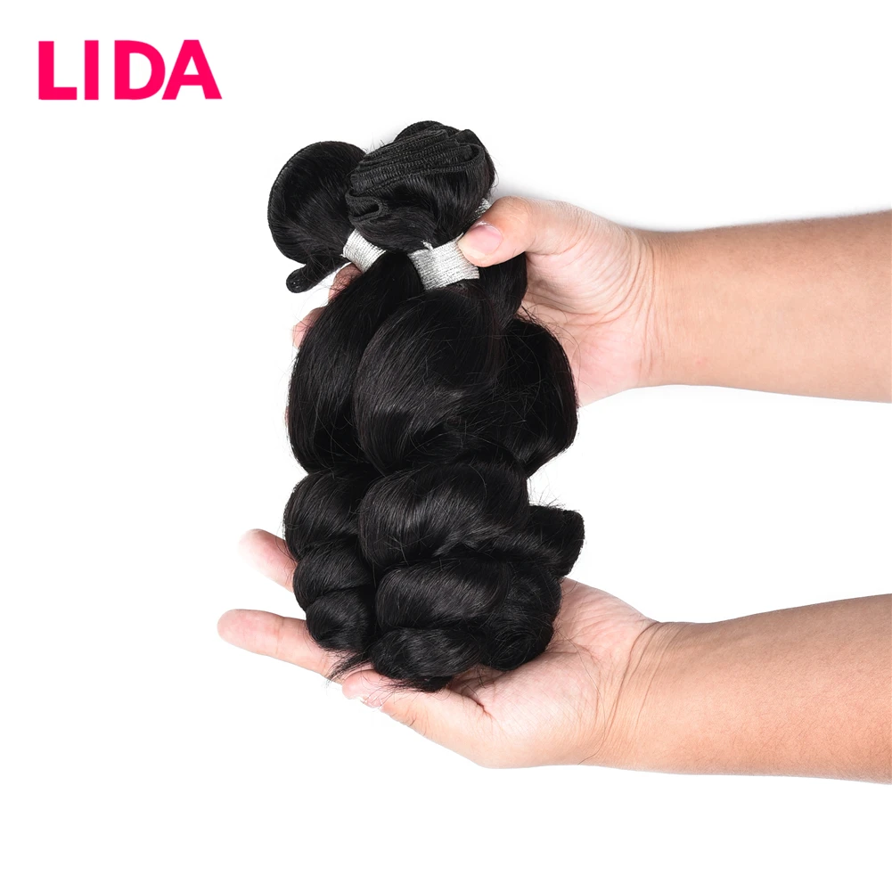 LIDA Brazilian Loose Wave Bundles Human Hair 1/3/4 Bundles Deal 16-26inches Non Remy Hair Weave Extension On Sale