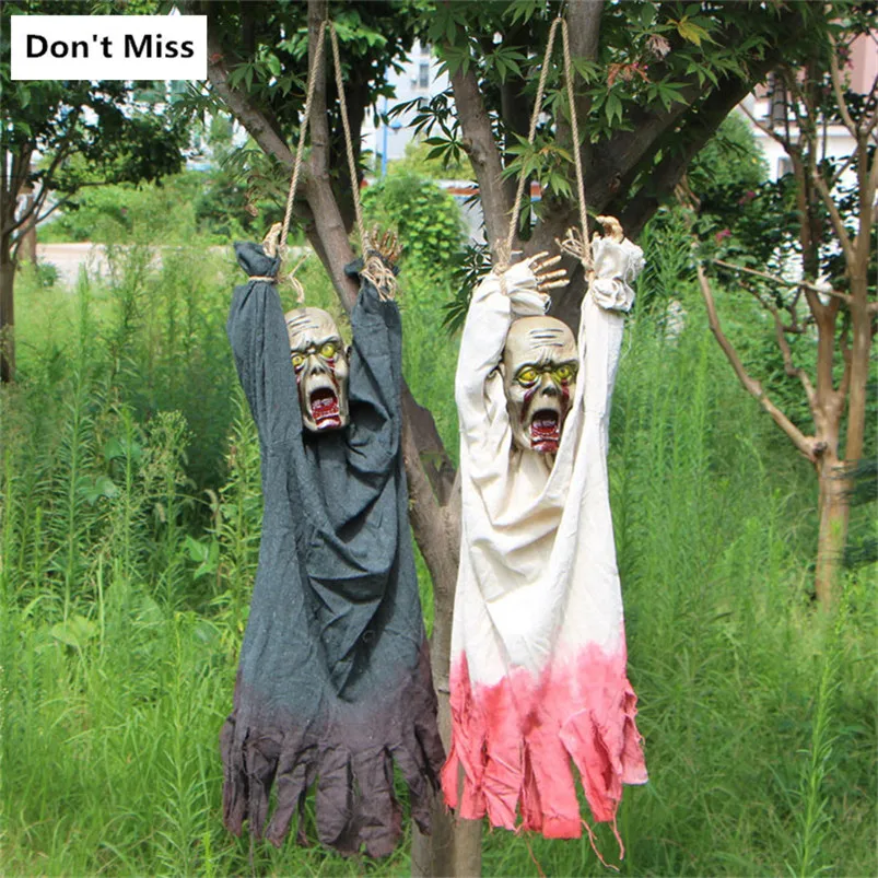 

Halloween Horror Electric Ghost Toy Voice Control Shake Body Horror Sound Bald Ghost Halloween Hanging Horrifying Ghost Decor