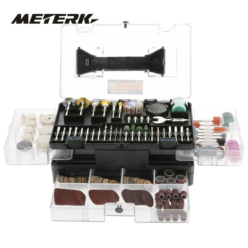 

Meterk 349pcs Rotary Tool Accessories Set 1/8" Shank Electric Grinder Accessory Kit for Grinding Sanding Engraving Drilling