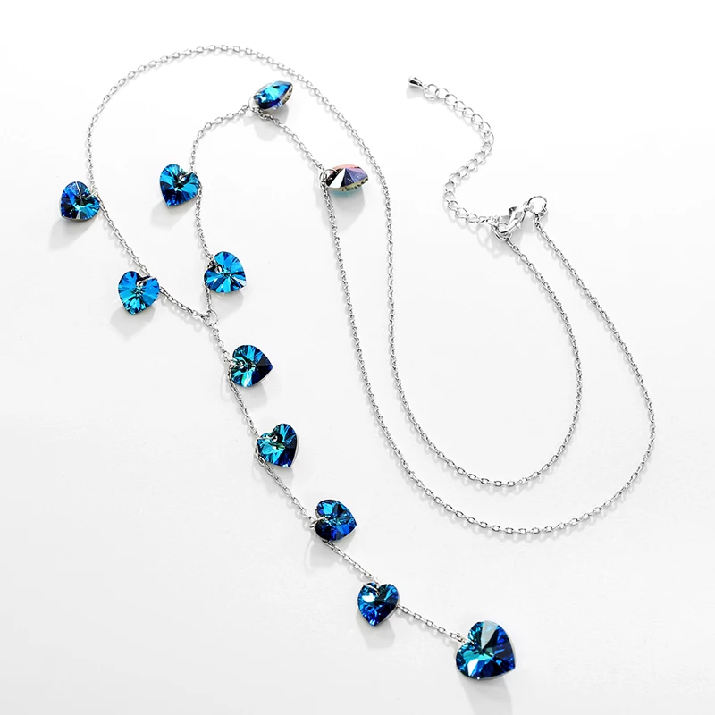 Романтические бусы в форме сердца ожерелье с кристаллами Swarovski-Elements серебряная