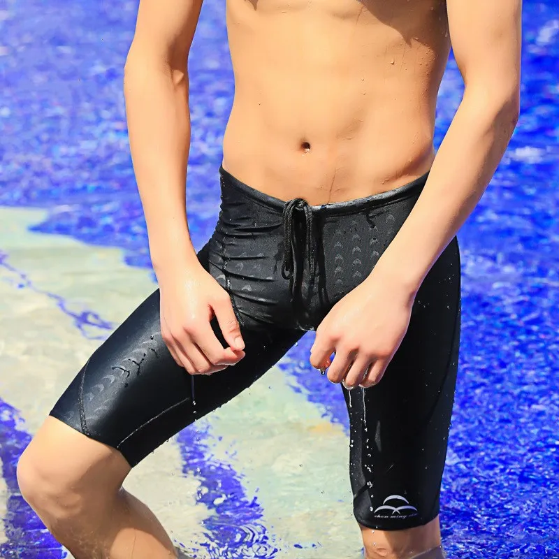 

Fanceey sharkskin swimming trunks men swimsuit sexy swimwear men shorts 2019 Professional swim suit briefs long racing Jammer
